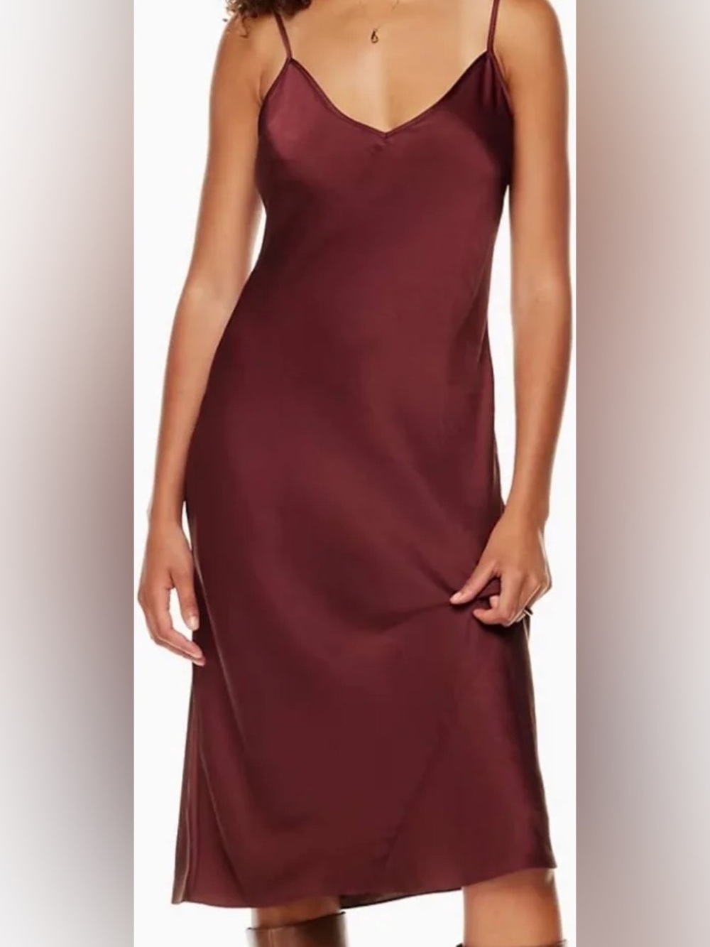 Aritzia Wilfred Only Satin Slip Dress - Burgundy